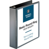 Business Source Round-ring View Binder, 2", Letter, 8 1/2" x 11", 475 Sheet Capacity, Black (BSN09956) Each