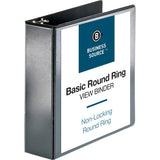 Business Source Round-ring View Binder, 3", Letter, 8 1/2" x 11", 625 Sheet Capacity, Black (BSN09958) Each
