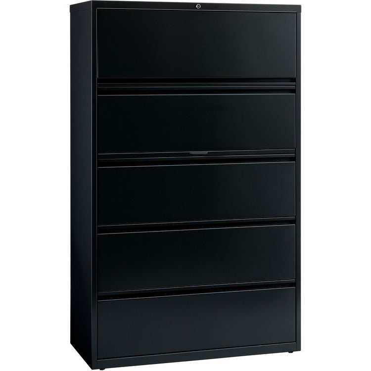 Lorell 5 Drawer Metal Lateral File Cabinet, 42"x18-5/8"x67-11/16", Black (LLR60550)
