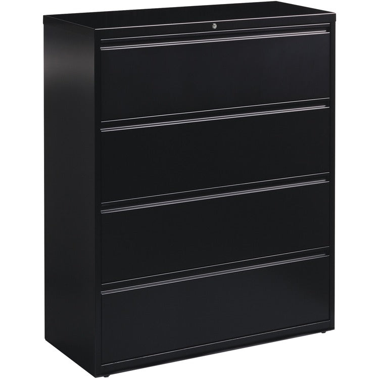 Lorell 4 Drawer Metal Lateral File Cabinet, 42"x18-5/8"x52.5", Black (LLR60552)
