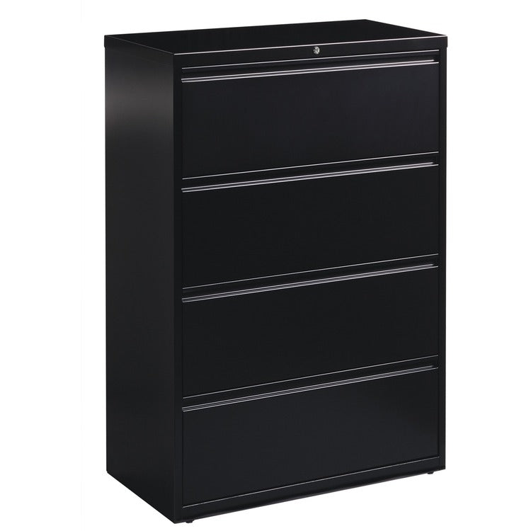 Lorell 4 Drawer Metal Lateral File Cabinet, 36"x18-5/8"x52.5", Black (LLR60553)