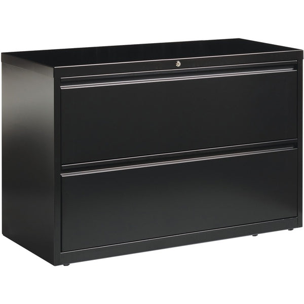 Lorell 2 Drawer Metal Lateral File Cabinet, 42"x18-5/8"x28-1/8", Black (LLR60554)