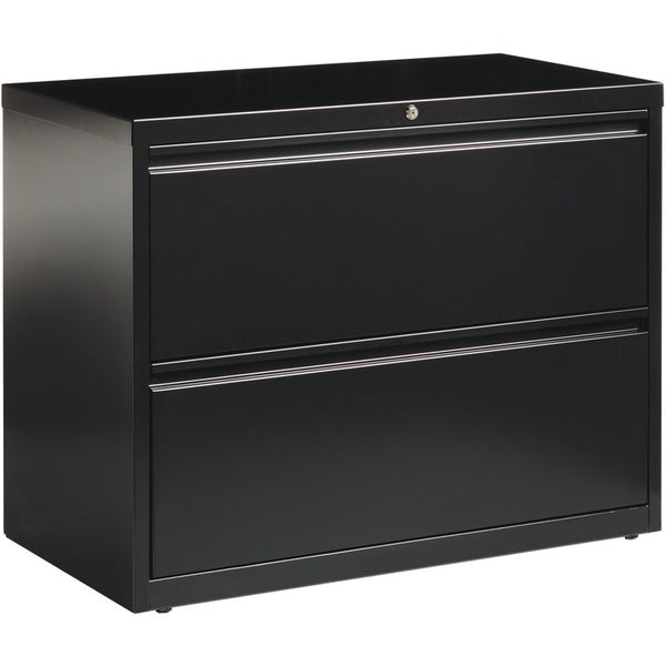 Lorell 2 Drawer Metal Lateral File Cabinet, 36"x18-5/8"x28-1/8", Black (LLR60555)