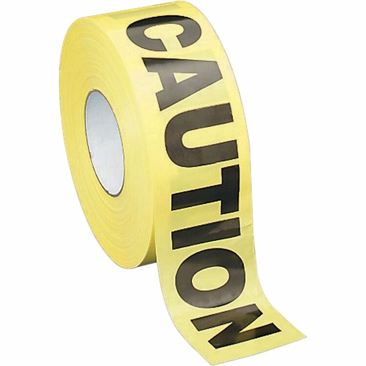 Sparco Barricade Tape, &quot;Caution&quot;, 3&quot;x1000', Yellow/Black (SPR11795)