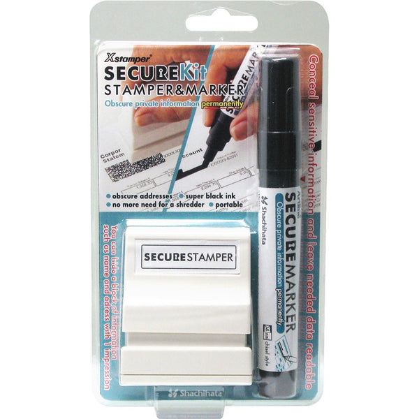 Xstamper Secure Stamp S10 w/Marker, 1/2&quot; x 1 11/16&quot;, Black (XST35302) Each