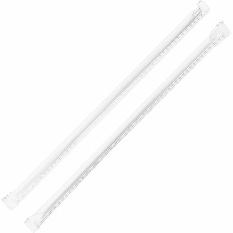 Genuine Joe Individually Wrapped Straws, 7-3/4&quot;, 500/PK, Translucent (GJO58925)