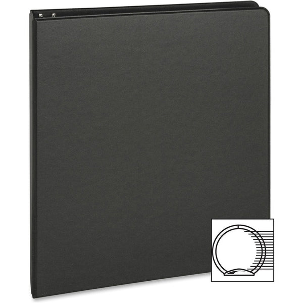 Business Source 35% Recycled Round-ring Binder, 1" Capacity, Black (BSN09976) Each