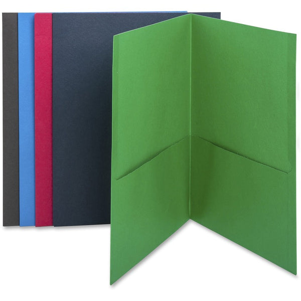 Business Source Two Pocket Pocket Folder, Assorted Colors, Box of 25 (BSN78502) 1 Pack of 25