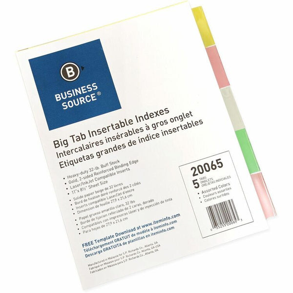 Business Source Insertable Index Tabs, Manila (BSN20065) Each