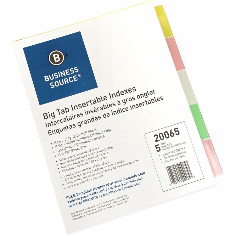Business Source Insertable Index Tabs, Manila (BSN20065) Each