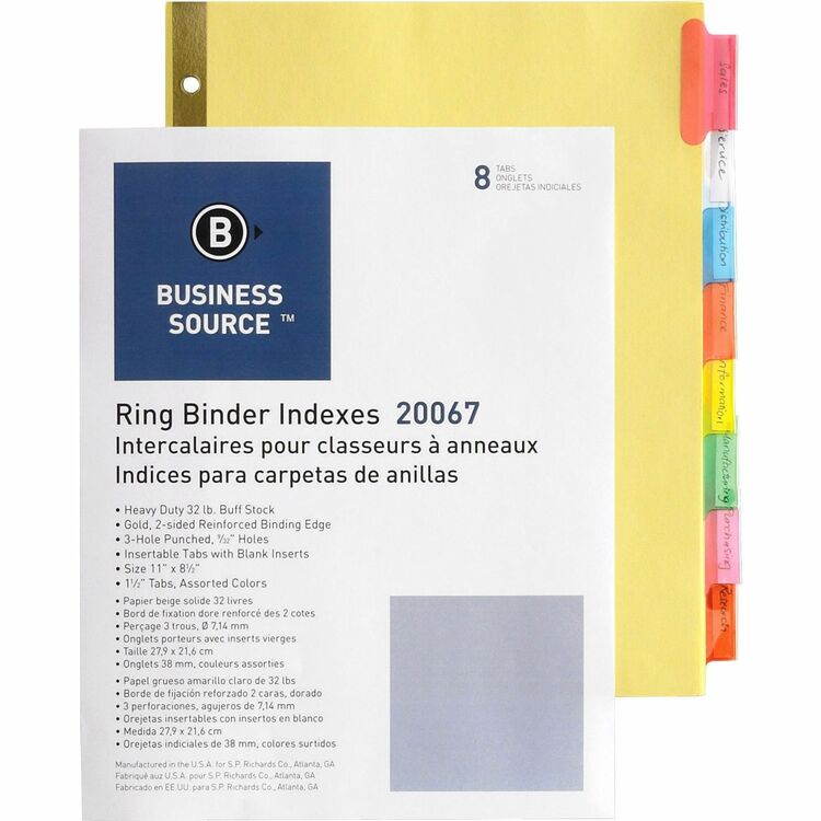 Business Source Insertable Index Tabs, Manila (BSN20067) Each