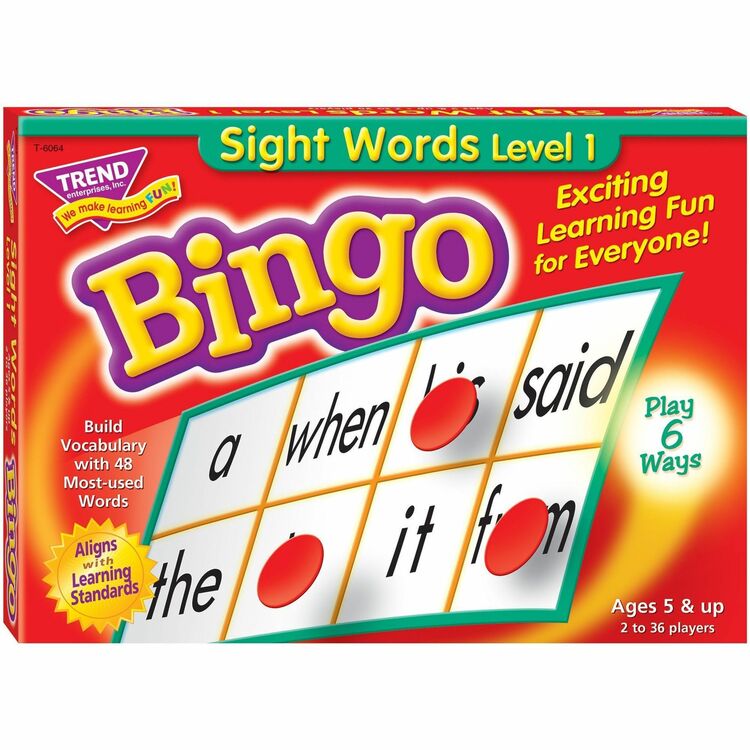 Trend Games, Bingo/Sightwords, 46 Practice Words (TEPT6064) Each