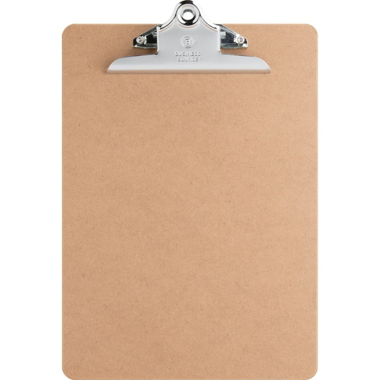Business Source Hardboard Clipboard, Nickel-Plated Clip, 9"x12-1/2", Brown (BSN65637) Each