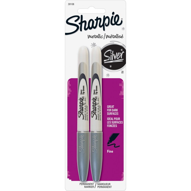 Sharpie Silver Permanent Metallic Sharpie with Fine Point (SAN39108PP) Pack of 2