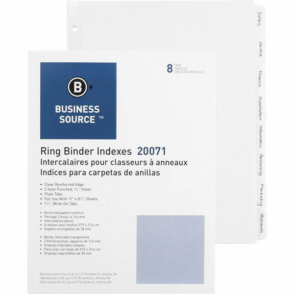Business Source Wide Index Tabs, White (BSN20071) 24 Sets of 8