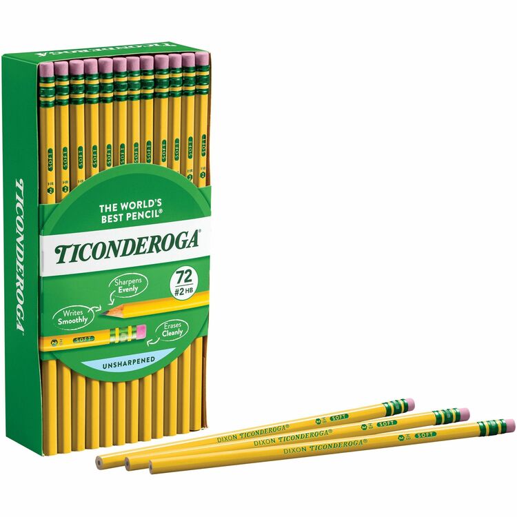 Ticonderoga Pencils, HB2 Numeric Graphite Scale, Black Lead, Yellow Barrel, 72/Pack (DIX33904) Box of 72