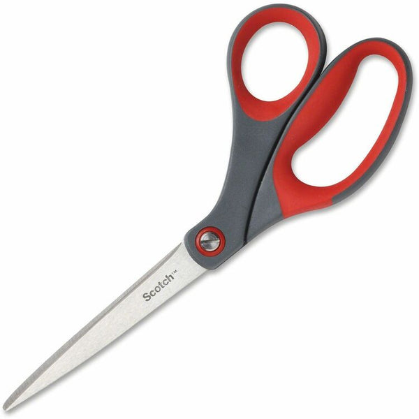 Scotch Precision Scissors, 8" Long, 3.25" Cut Length, Gray/Red Offset Handle (MMM1448B)
