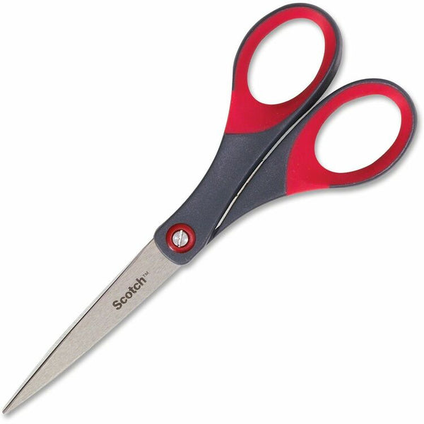 Scotch Precision Scissors, Pointed Tip, 7" Long, 2.5" Cut Length, Gray/Red Straight Handle (MMM1447)
