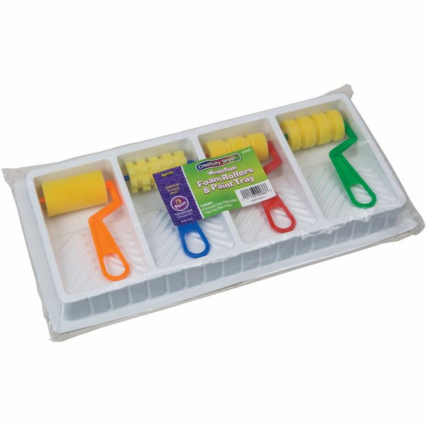 Creativity Street Foam Patterned Rollers w/Paint Trays, 4/Set (PAC9086) Set of 4