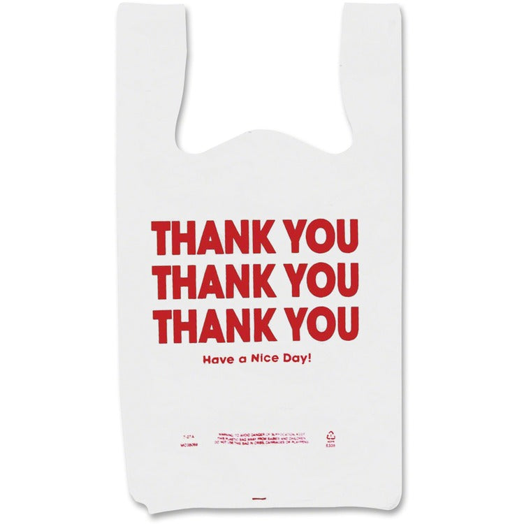 COSCO 063036 Thank You Printed .5 mil Plastic Bags, 11&quot; x 6&quot; x 22&quot; (COS063036) Box of 250