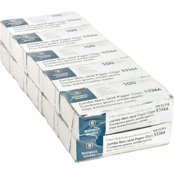 Business Source Paper Clips, Jumbo, Nonskid, 1000/PK, Silver (BSN53366) Pack of 1000