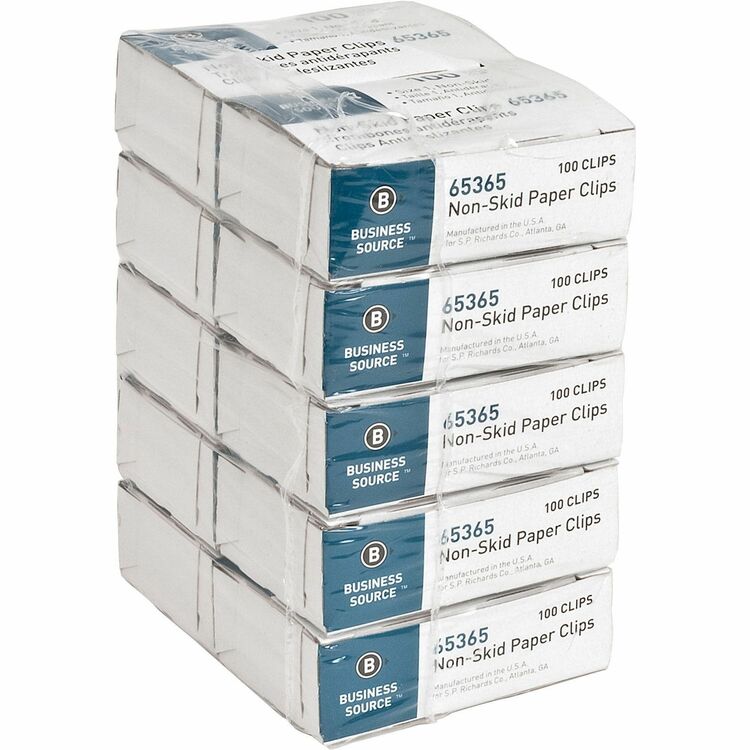 Business Source Paper Clips, Regular, Nonskid, 1000/PK, Silver (BSN65365) Pack of 1000