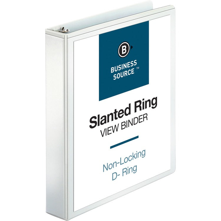 Business Source 39% Recycled D-Ring Presentation Binder, 1 1/2" Capacity, White (BSN28441) Each