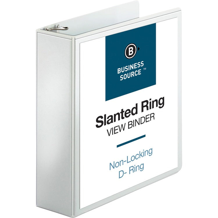 Business Source 39% Recycled D-Ring Presentation Binder, 3" Capacity, White (BSN28443) Each