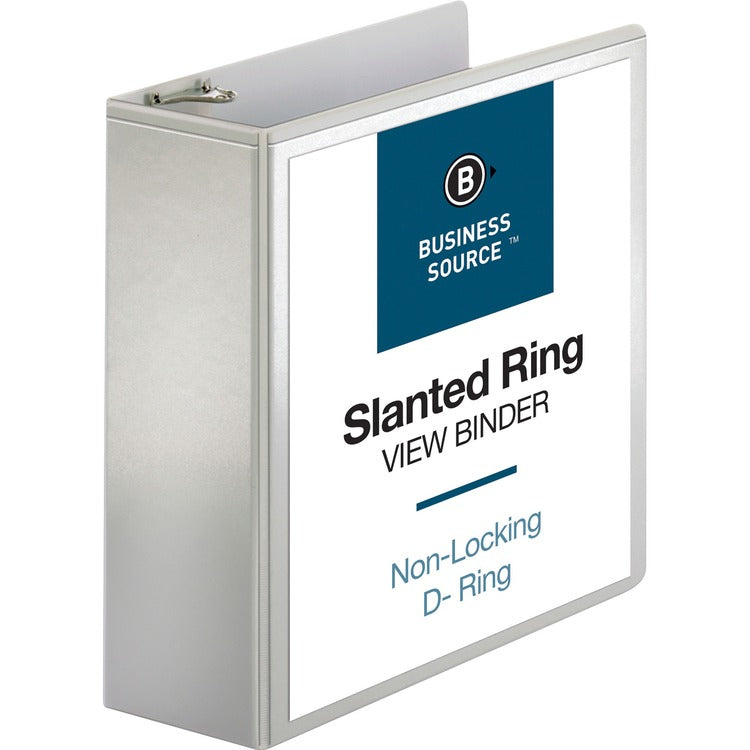 Business Source 39% Recycled D-Ring Presentation Binder, 4" Capacity, White (BSN28444) Each