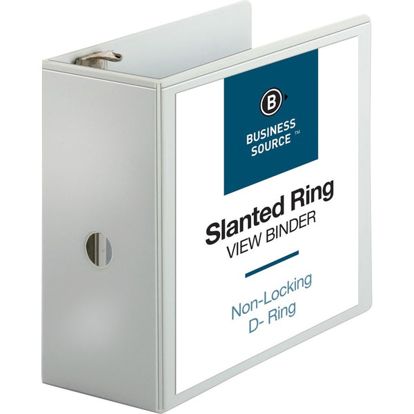 Business Source 39% Recycled D-Ring Binder, 5" Capacity, White (BSN28445) Each