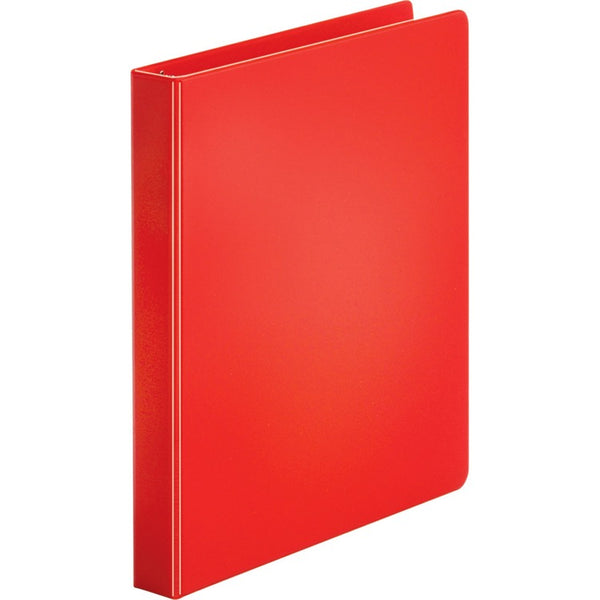 Business Source 35% Recycled Round Ring Binder, 1" Capacity, Red (BSN28550) Each