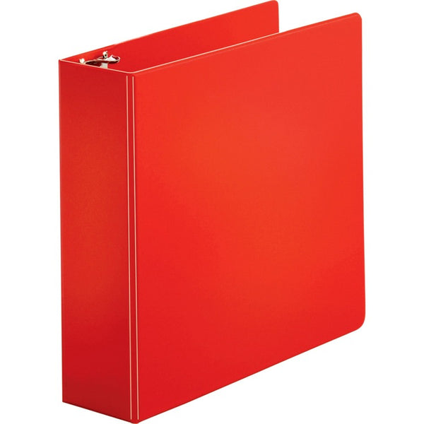 Business Source 35% Recycled Round Ring Binder, 3" Capacity, Red (BSN28770) Each