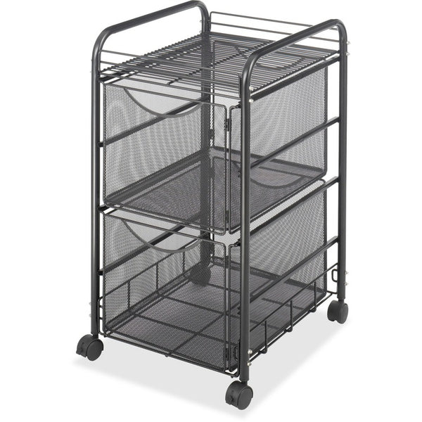 Safco Onyx Mesh Mobile Double File, One-Shelf, 15.75w x 17d x 27h, Black (SAF5212BL)