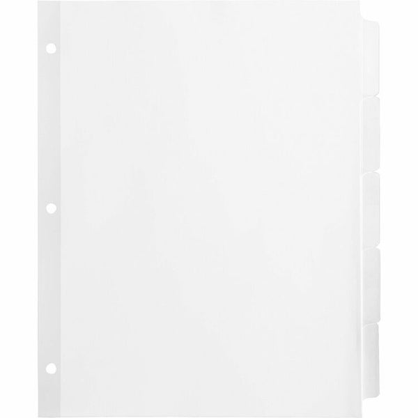 Business Source 5-Tab Indexed Sheet Dividers, White (BSN36683) Pack of 36
