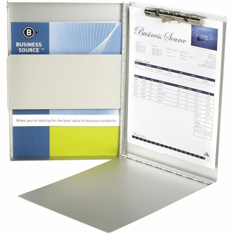 Business Source Form Holder w/ Storage, Side Opening, 8-1/2&quot; x 12&quot;, Aluminum (BSN28555) Each