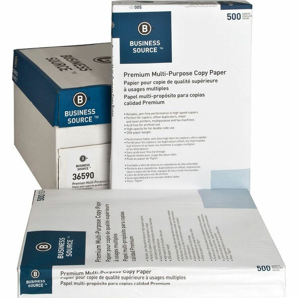 Business Source Premium Multipurpose Copy Paper - White (BSN36590) 5 Reams