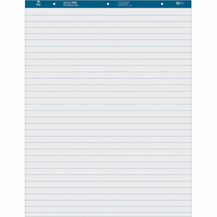 Business Source Easel Pad, Ruled, 50 Sheets, 27&quot; x 34&quot;, 4 Pack, White (BSN36586) Pack of 4