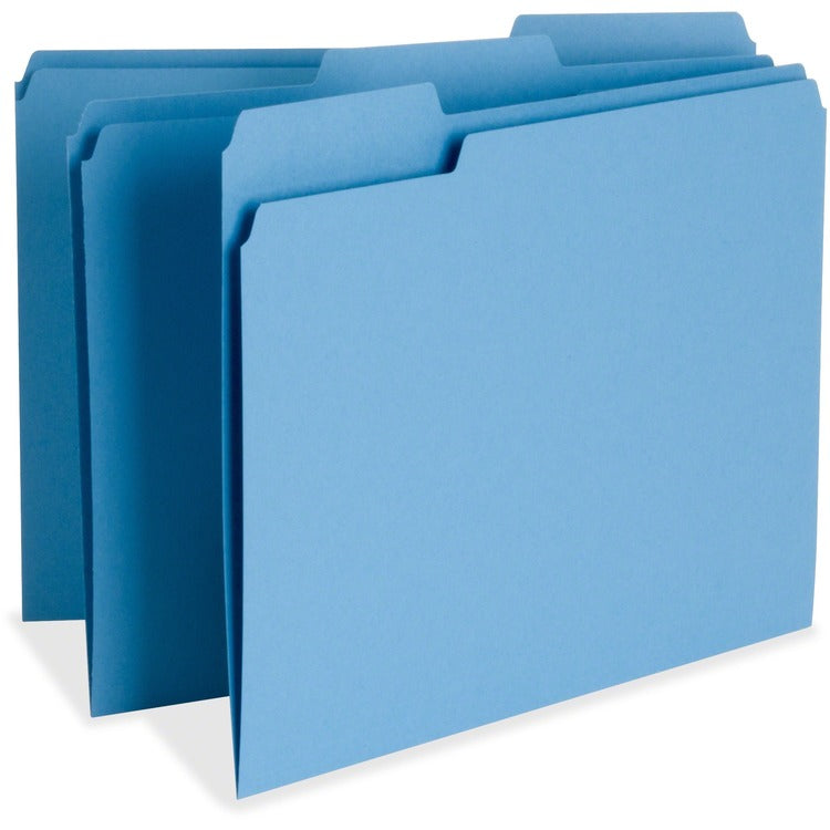 Business Source File Folder, 1-Ply, 1/3 Cut Assorted Tabs, Letter, Blue (BSN65779) Each