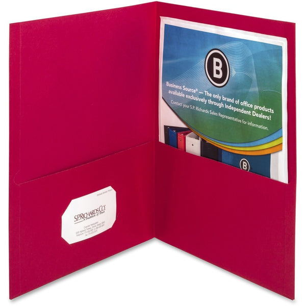 Business Source Two Pocket Pocket Folder, Red, Pack of 25 (BSN78494) 1 Pack of 25