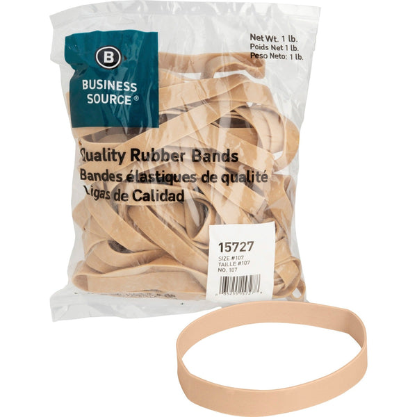 Business Source Rubber Bands, Size 107, 1 lb bag, Natural Crepe (BSN15727) Each