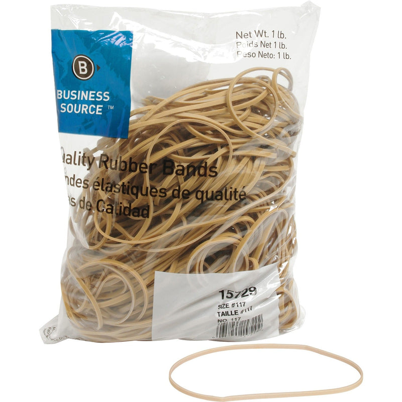 Business Source Rubber Bands, Size 117B, 1 lb bag, Natural Crepe (BSN15729) Each