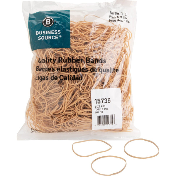Business Source Rubber Bands, Size 18, 1 lb bag, Natural Crepe (BSN15735) Each