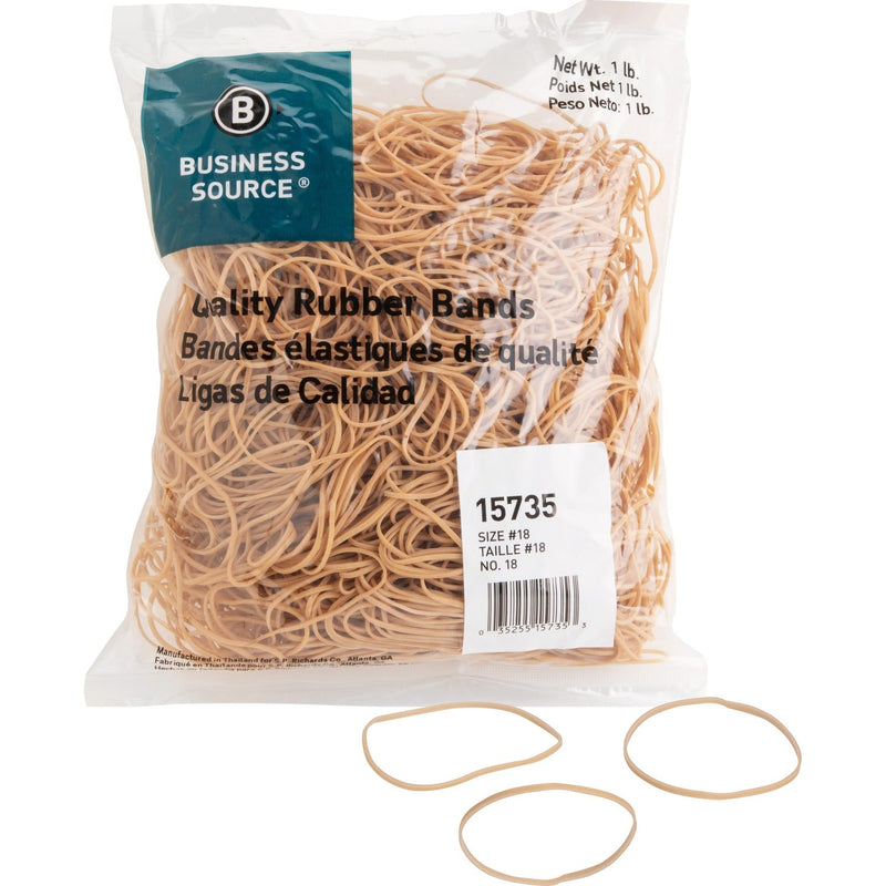 Business Source Rubber Bands, Size 18, 1 lb bag, Natural Crepe (BSN15735) Each