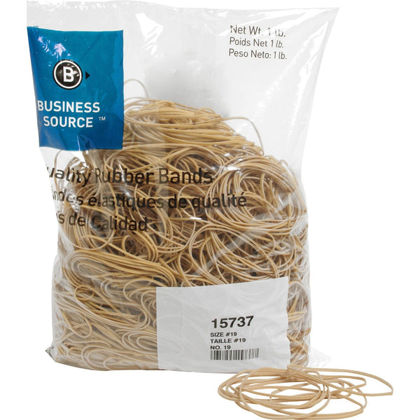 Business Source Rubber Bands, Size 19, 1 lb bag, Natural Crepe (BSN15737) Each