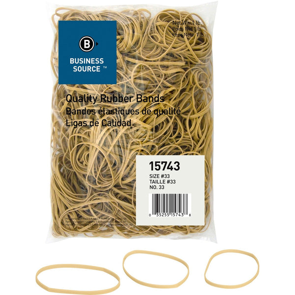 Business Source Rubber Bands, Size 33, 1 lb bag, Natural Crepe (BSN15743) Each