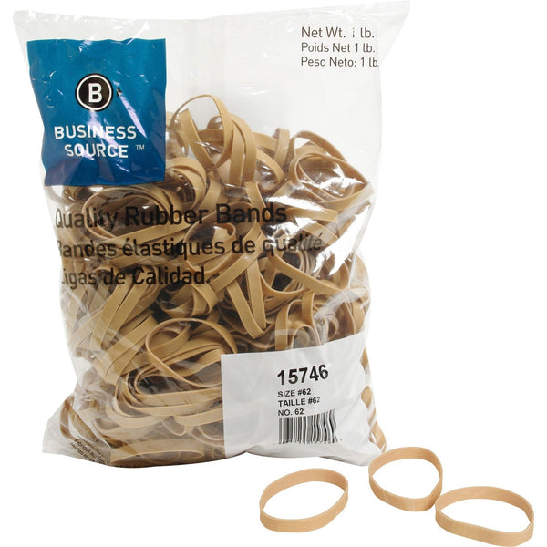 Business Source Rubber Bands, Size 62, 1 lb bag, Natural Crepe (BSN15746) Each