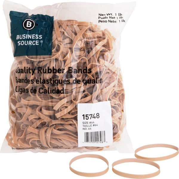 Business Source Rubber Bands, Size 64, 1 lb bag, Natural Crepe (BSN15748) Each