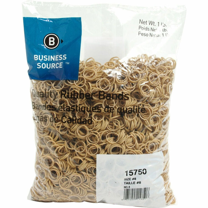 Business Source Rubber Bands, Size 8, 1 lb bag, Natural Crepe (BSN15750) Each