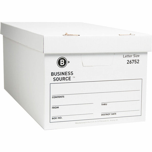 Business Source Storage Box, Lift Off Lid, Letter, 12&quot; x 24&quot; x 10&quot;, White (BSN26752) Carton of 12