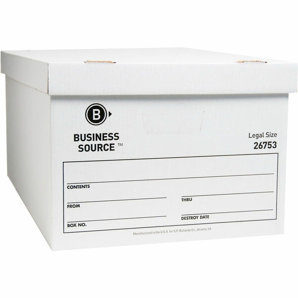 Business Source Storage Box, Lift Off Lid, Legal, 15&quot; x 24&quot; x 10&quot;, White (BSN26753) Carton of 12